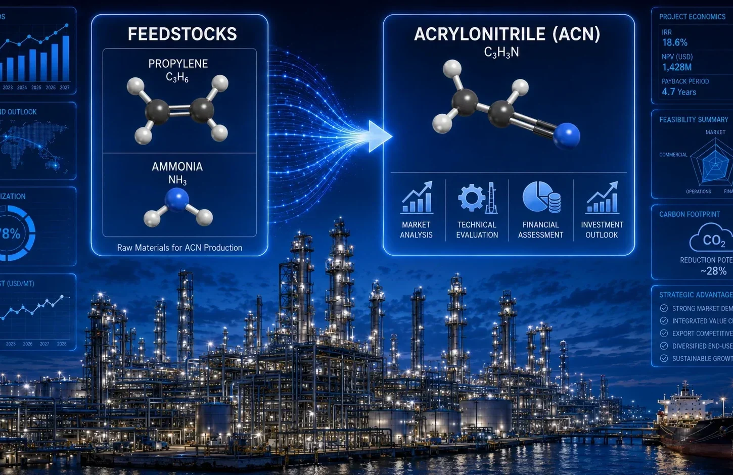 اکریلونیتریل (ACN) طرح توجیهی احداث واحد تولید اکریلونیتریل (ACN) | گزارش امکانسنجی فنی و مالی - Image 1