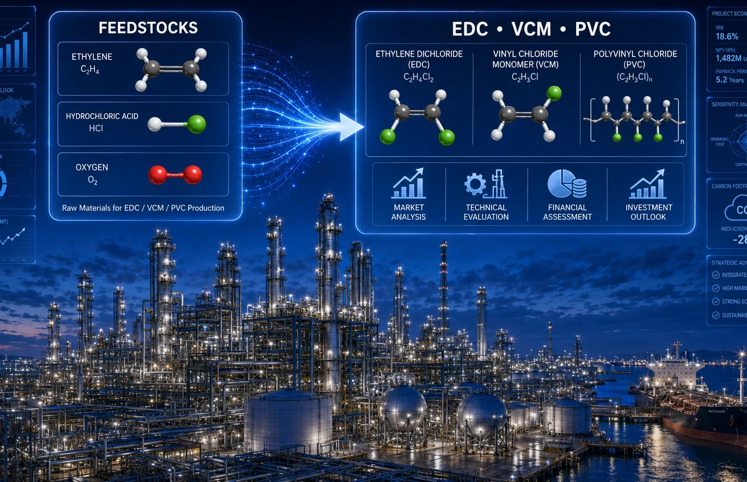 تولید_اتیلن_دی_کلراید_EDC،_وینیل_کلراید_مونومر_VCM_و_پلی_وینیل_کلراید طرح توجیهی احداث واحد تولید اتیلن دی کلراید (EDC)، وینیل کلراید مونومر (VCM) و پلیوینیل کلراید (PVC) - Image 1